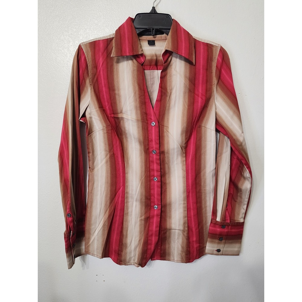 Express Design Studio Striped Button Down Long Sleeve Top Blouse M
